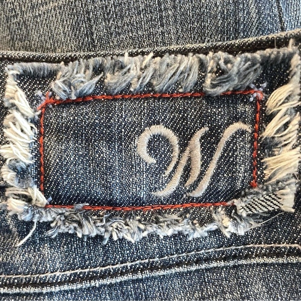 WÖRN Straight Leg Jeans Blue Excellent Zig Zag Stitch Denim Women Size 6 - Picture 7 of 8